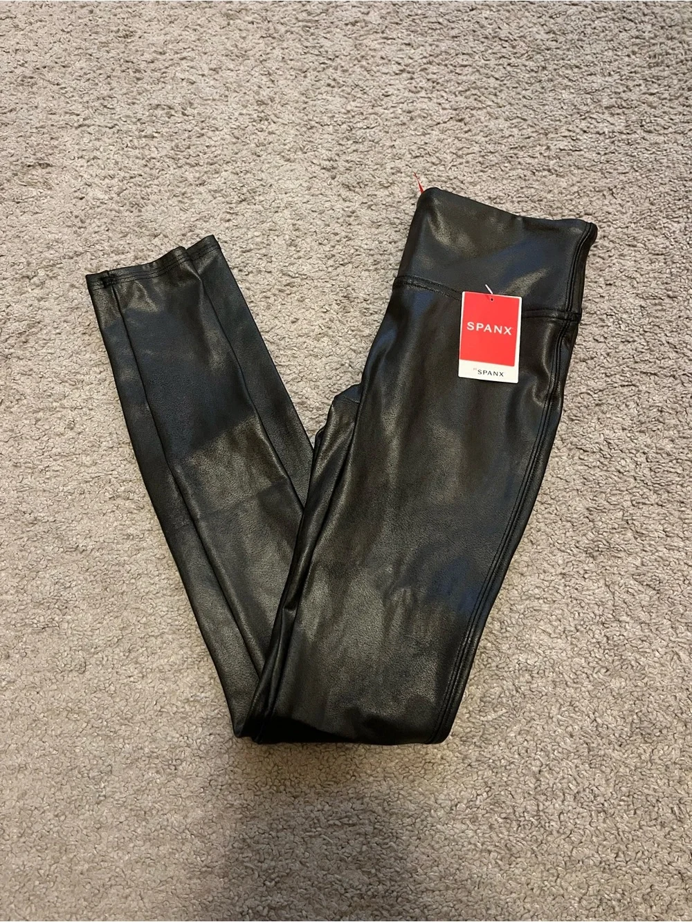 New Spanx Faux Black Leather Leggings Size XS
